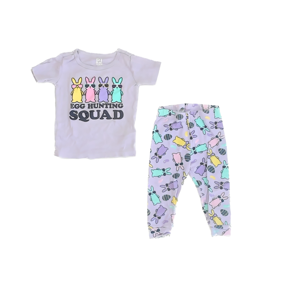 Children's Place Girls Purple Bunnies 2-piece Pajamas Size: 18-24 Months Purple Bunnies