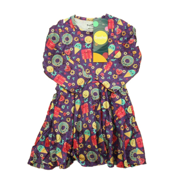 Svaha Girls Purple Donuts Dress Size: 2T Purple Donuts