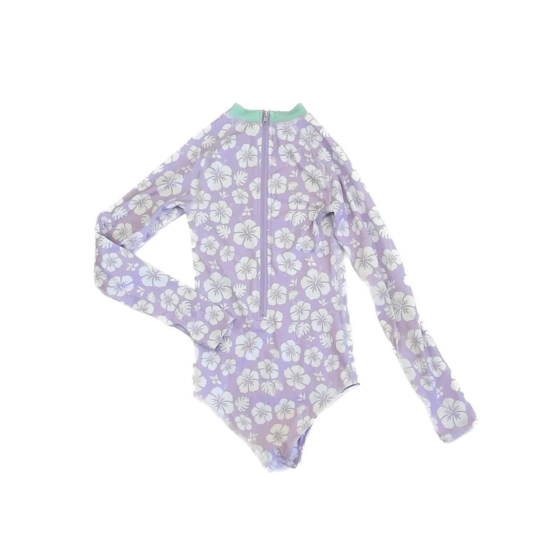 Unknown Girls Purple Floral 1-piece Swimsuit Size: 7-8 Years* Purple Floral