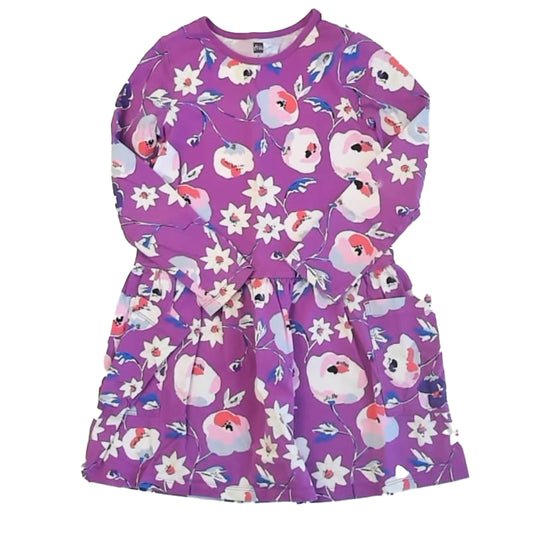 Tea Collection Girls Purple Floral Dress Size: 7 Years Purple Floral