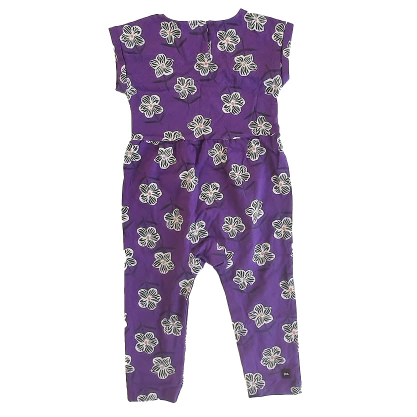Tea Collection Girls Purple Floral Romper Size: 18-24 Months Purple Floral