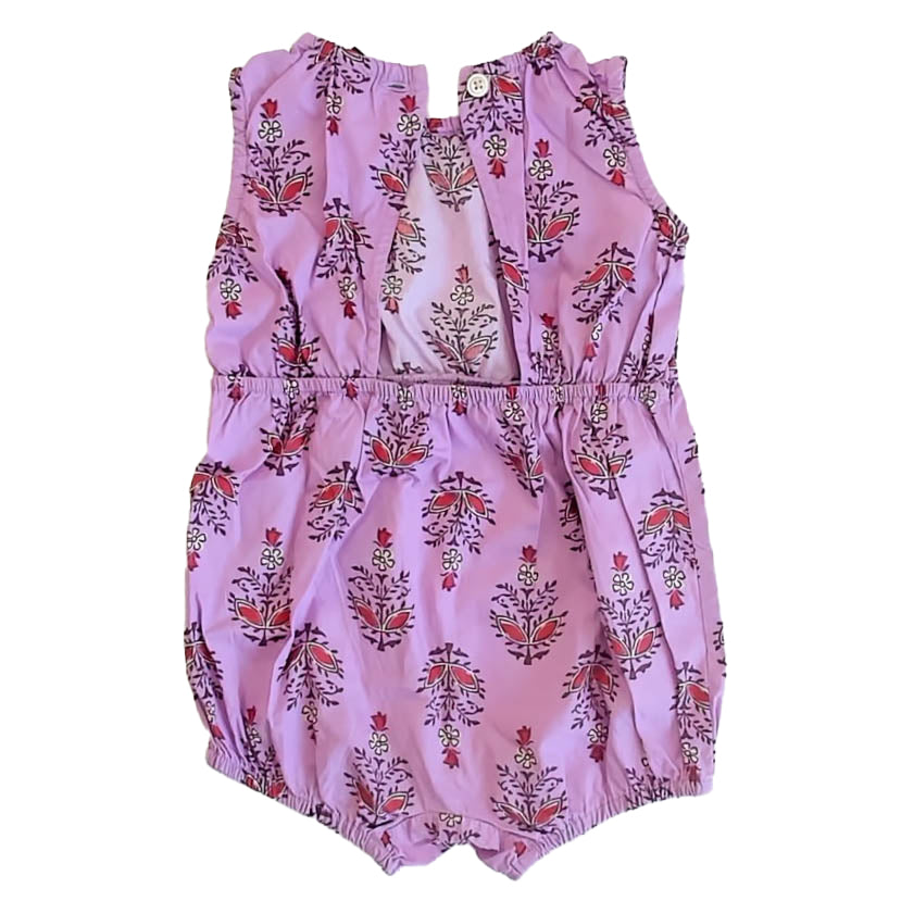 Tea Collection Girls Purple Floral Romper Size: 18-24 Months Purple Floral