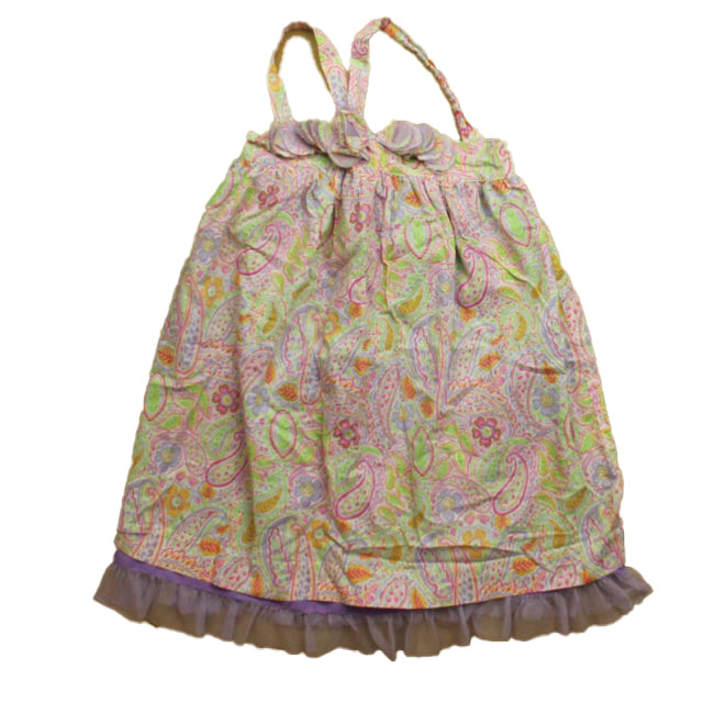 Orient Expressed Girls Purple | Green Paisley Dress Size: 7 Years Purple | Green Paisley