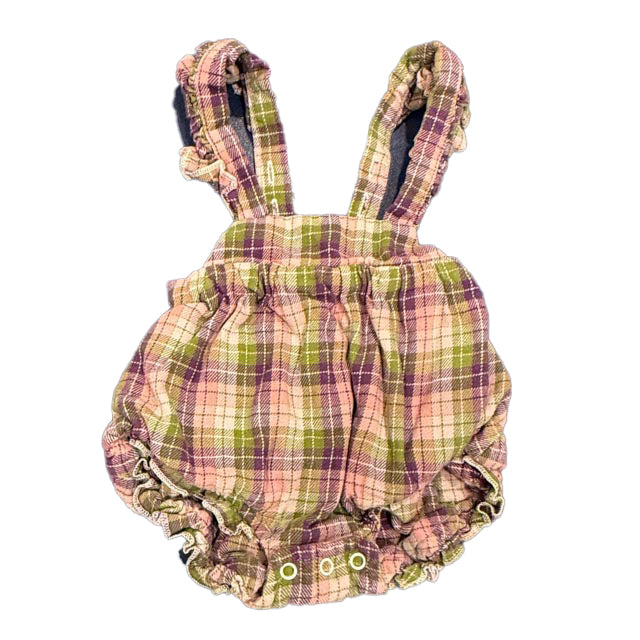 Maison Me Girls Purple | Green Plaid Romper Size: 0-3 Months Purple | Green Plaid