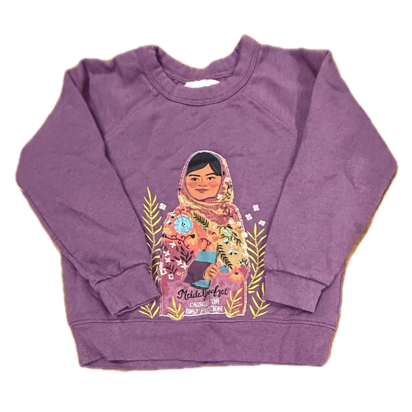 Piccolina Girls Purple Malala Yousafzai Sweatshirt Size: 2-4T Purple Malala Yousafzai
