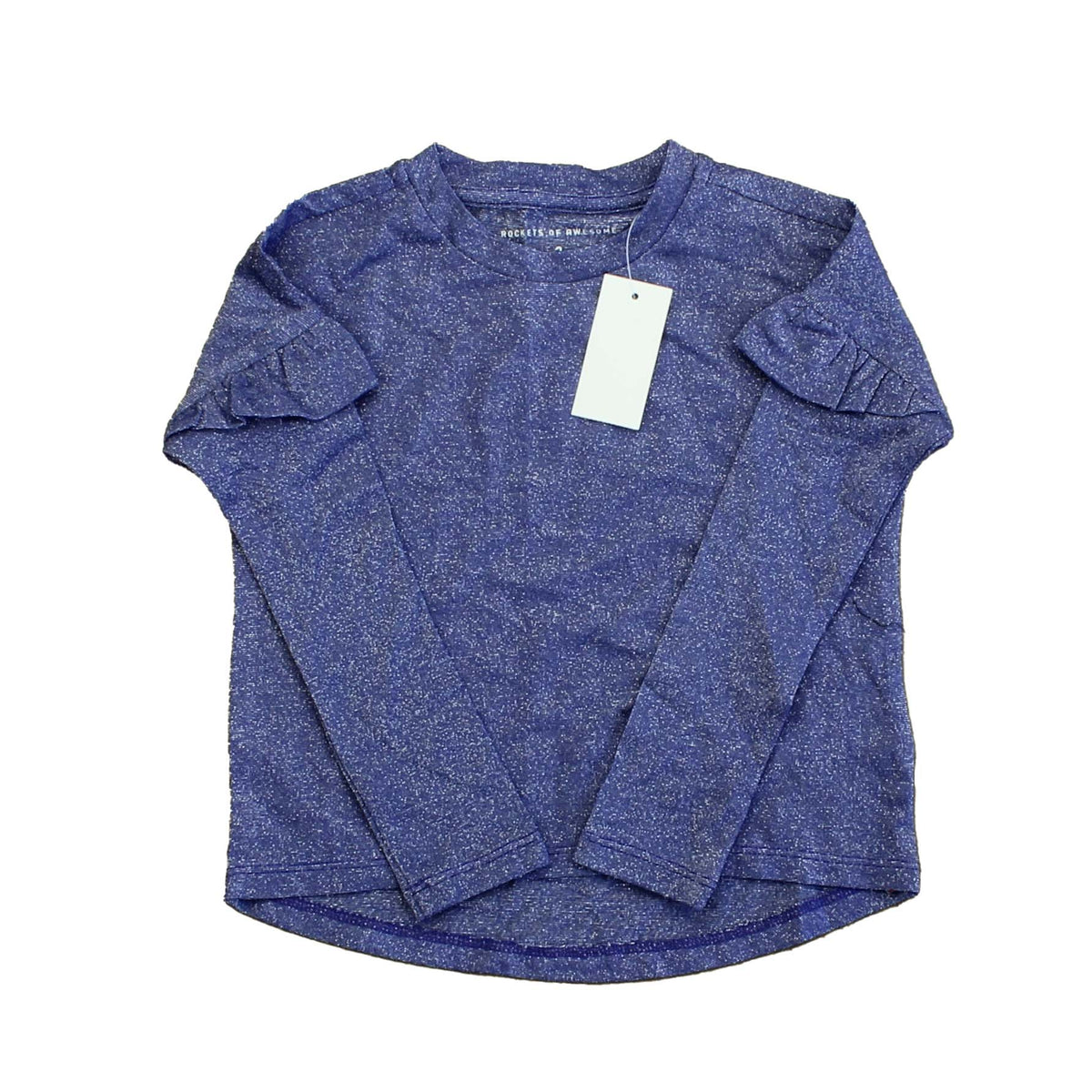 Rockets Of Awesome Girls Purple | Metallic Long Sleeve Shirt Size: 2T