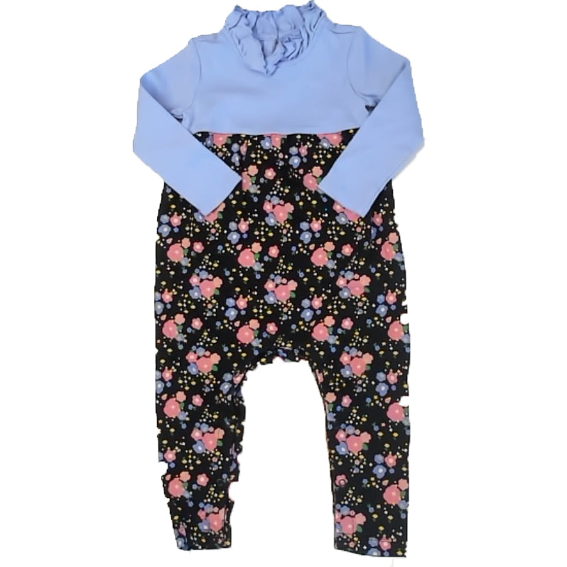 Tea Collection Girls Purple | Navy Floral Long Sleeve Outfit Size: 12-18 Months Purple | Navy Floral