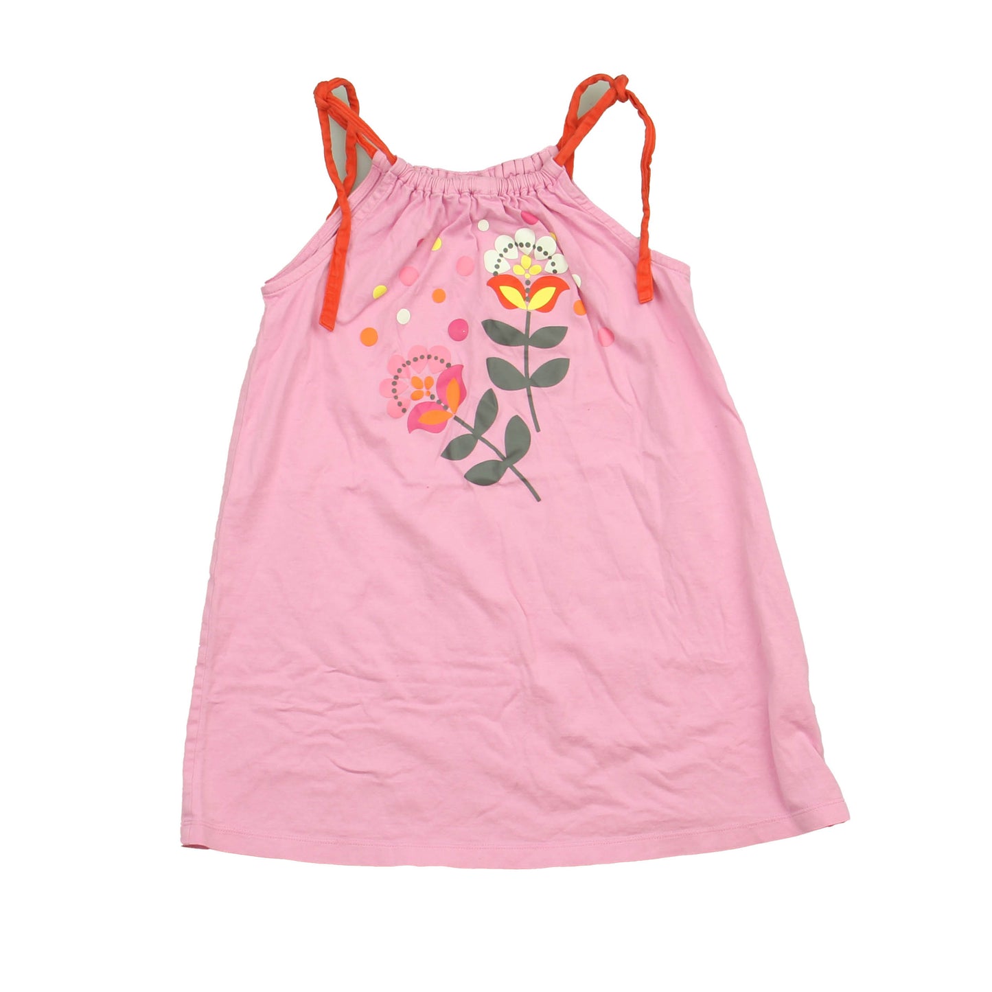 Hanna Andersson Girls Purple | Orange | Gray | Flowers Dress Size: 4T (110) Purple | Orange | Gray | Flowers