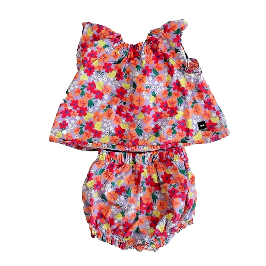 Tea Collection Girls Purple | Pink Floral Apparel Sets Size: 6-9 Months Purple | Pink Floral