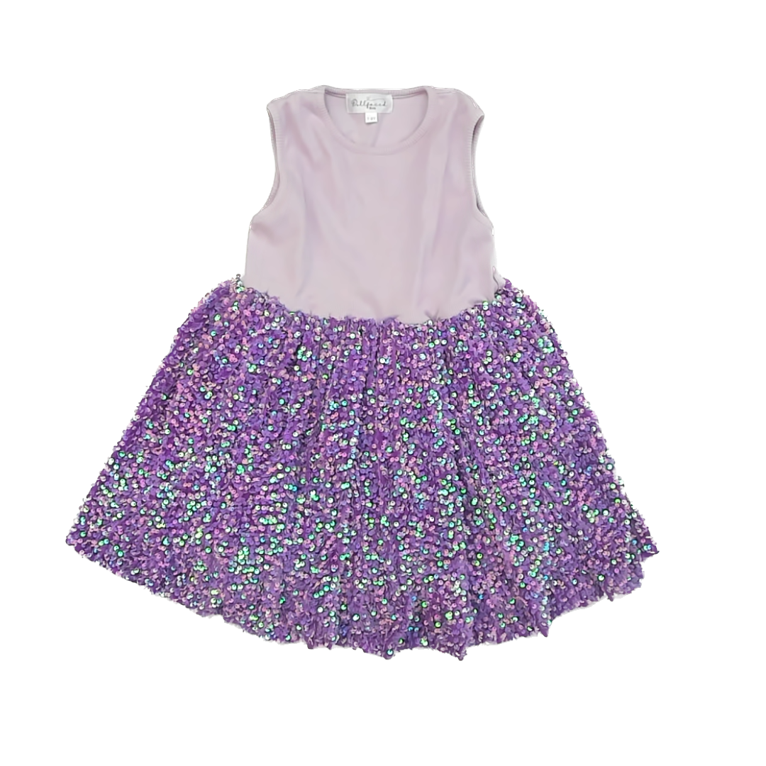 Dollfaced Girls Purple Sequin Special Occasion Dress Size: 7-8 Years Purple Sequin