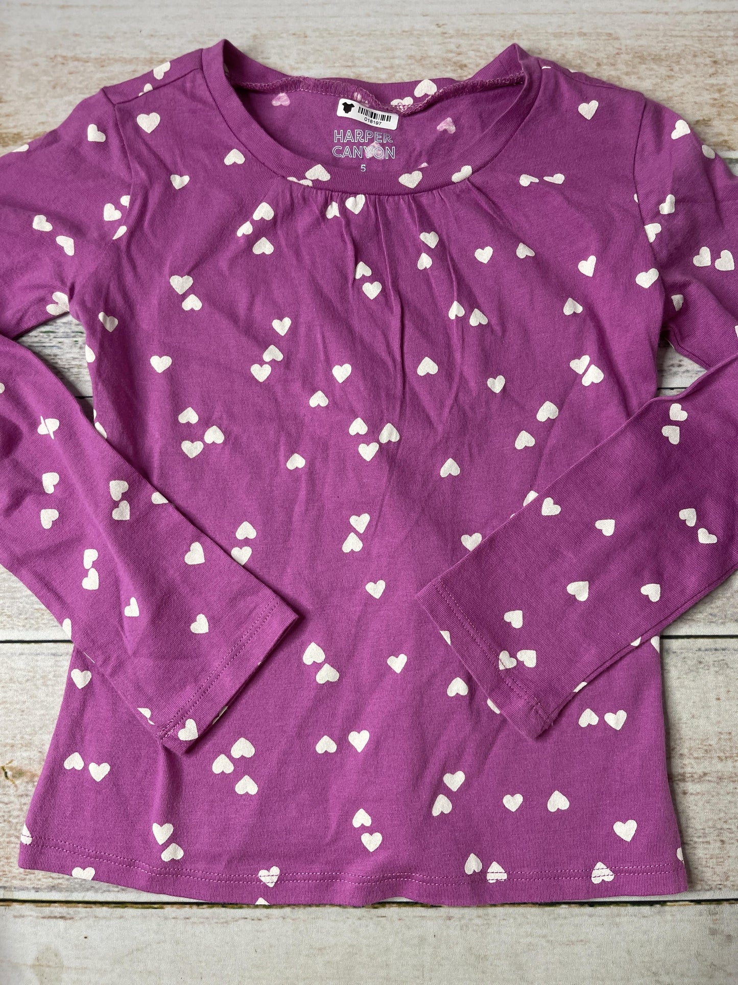 Harper Canyon Girls purple | White | Hearts Long Sleeve T-Shirt Size: 5T purple | White | Hearts