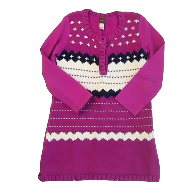 Tea Collection Girls Purple | White | Navy Dress Size: 4T Purple | White | Navy