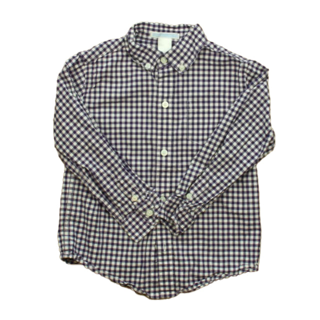 Janie and Jack Boys Purple | White Button Down Long Sleeve Size: 3T Purple | White