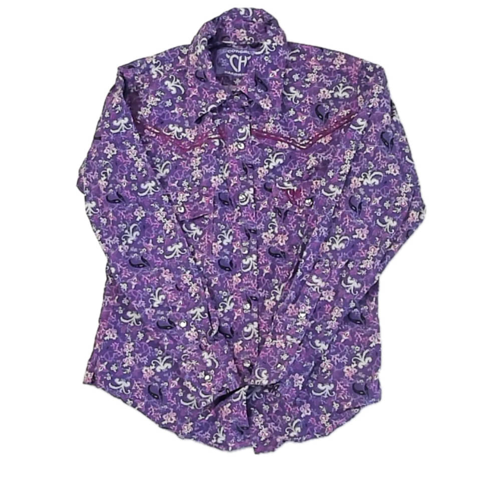 Cowgirl Hardware Girls Purple Blouse Size: 6-7 Years Purple