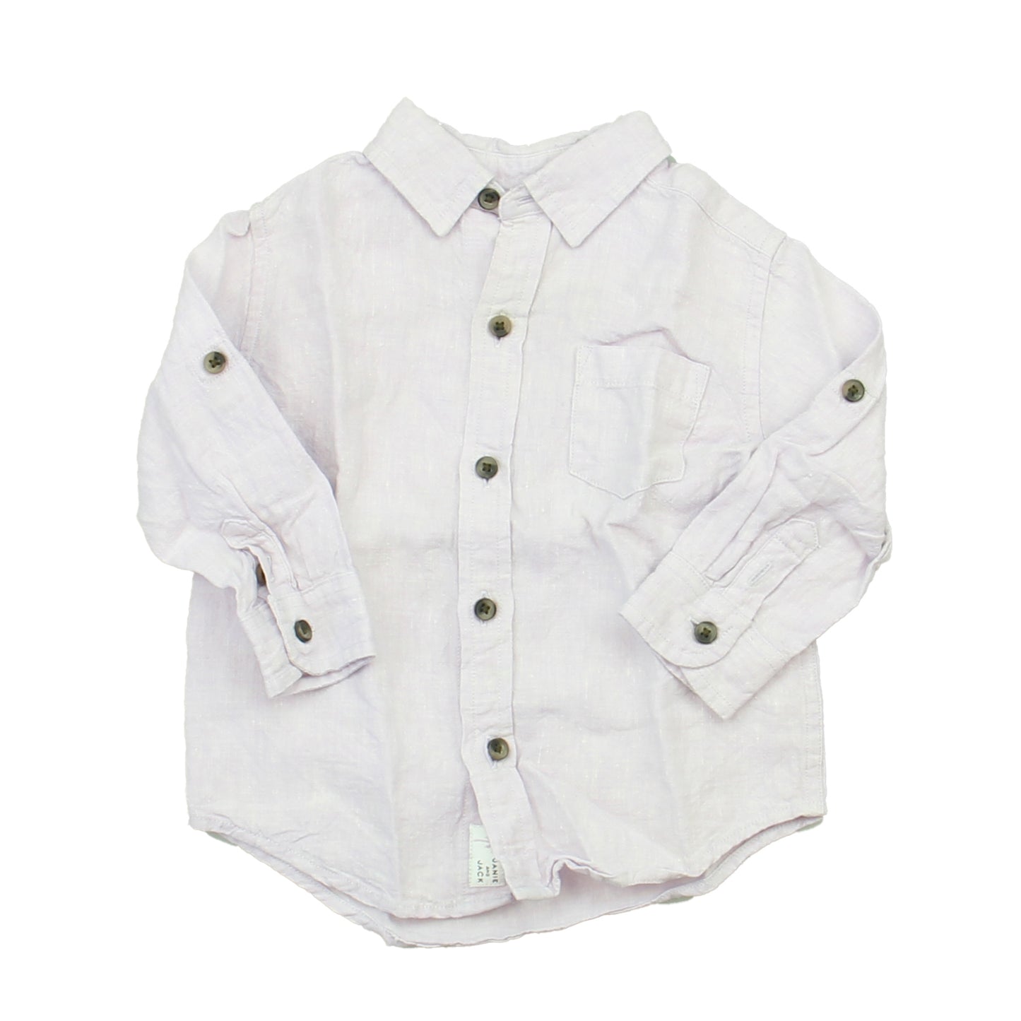 Janie and Jack Boys Purple Button Down Long Sleeve Size: 12-18 Months Purple