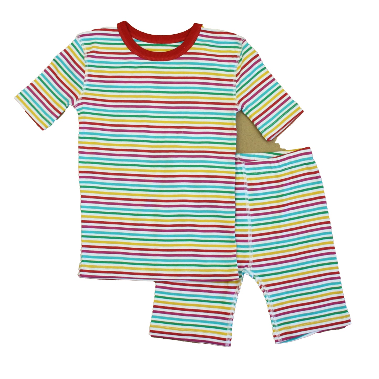 Mightly Unisex Rainbow Stripe 2-piece Pajamas Size: 6-14 Years Rainbow Stripe