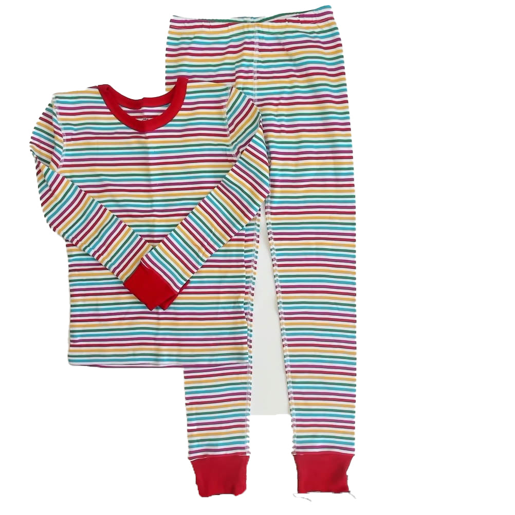 Mightly Girls Rainbow Stripe 2-piece Pajamas Size: 6-14 Years Rainbow Stripe
