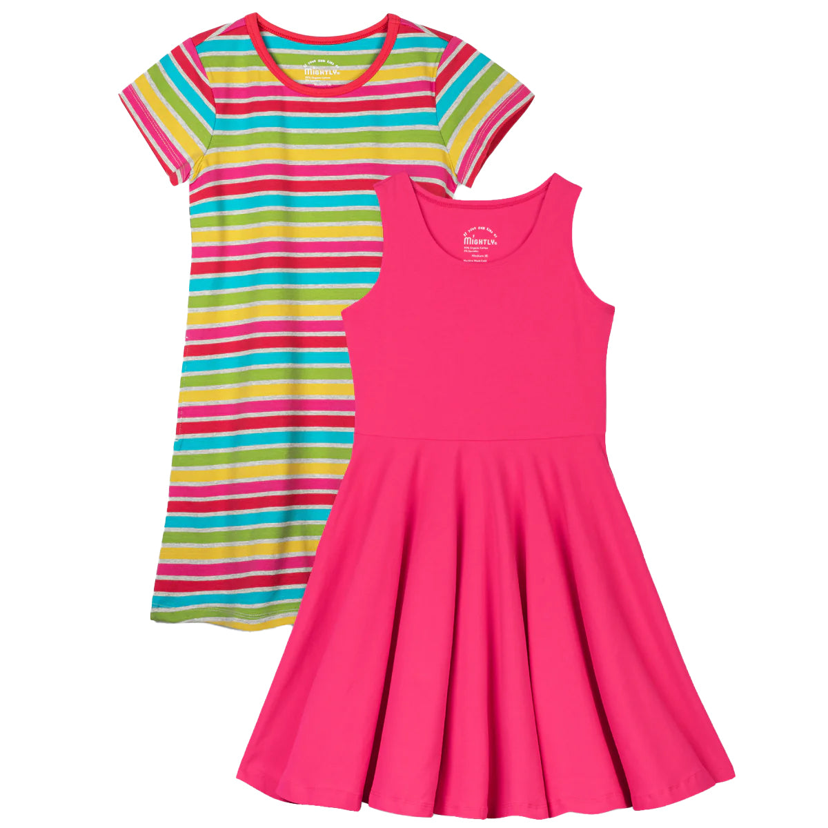 Mightly Girls Rainbow Stripe Dress Size: 6-14 Years Rainbow Stripe