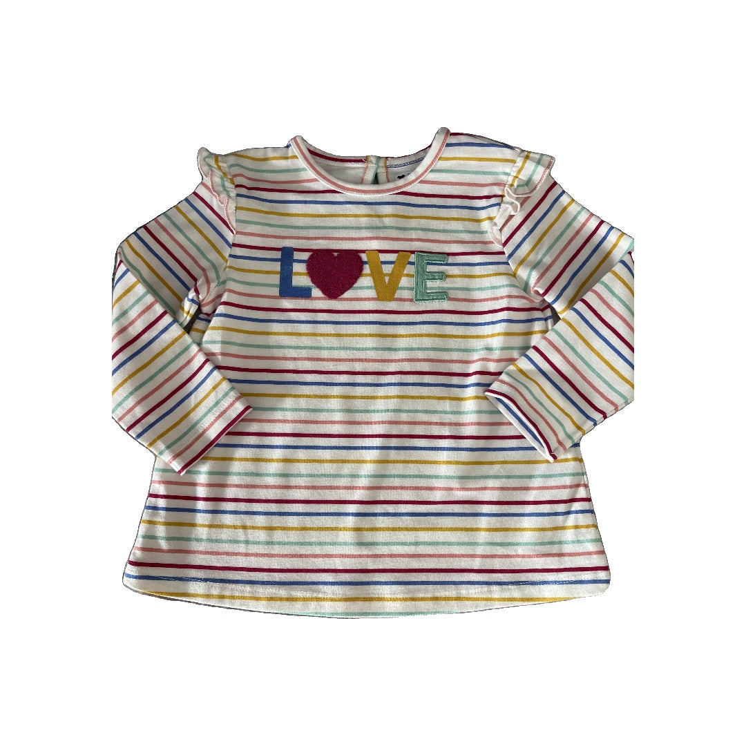 Little Me Girls Rainbow | Stripe Long Sleeve T-Shirt Size: 18 months Rainbow | Stripe