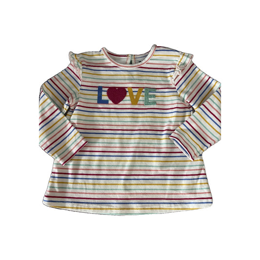 Little Me Girls Rainbow | Stripe Long Sleeve T-Shirt Size: 18 months Rainbow | Stripe