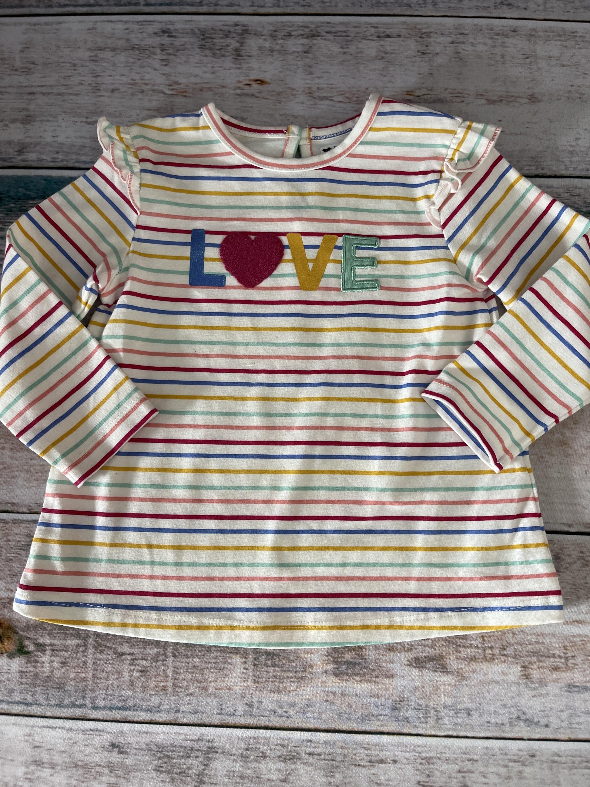 Little Me Girls Rainbow | Stripe Long Sleeve T-Shirt Size: 18 months Rainbow | Stripe