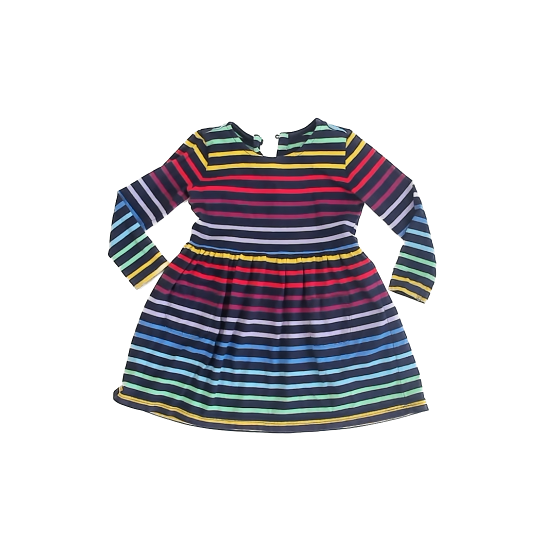 Primary Girls Rainbow Striped Dress Size: 2T Rainbow Striped