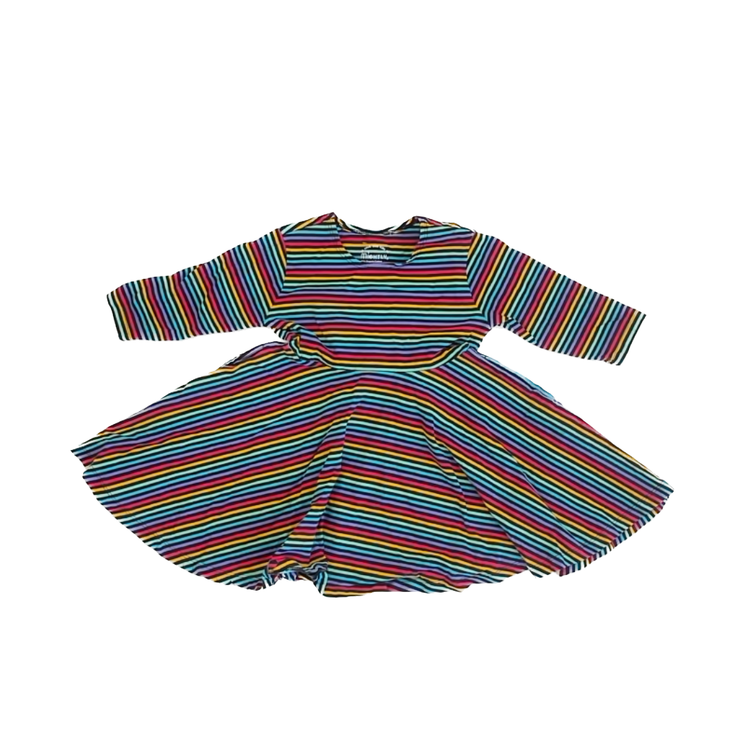 Mightly Girls Rainbow Striped Dress Size: 4T Rainbow Striped