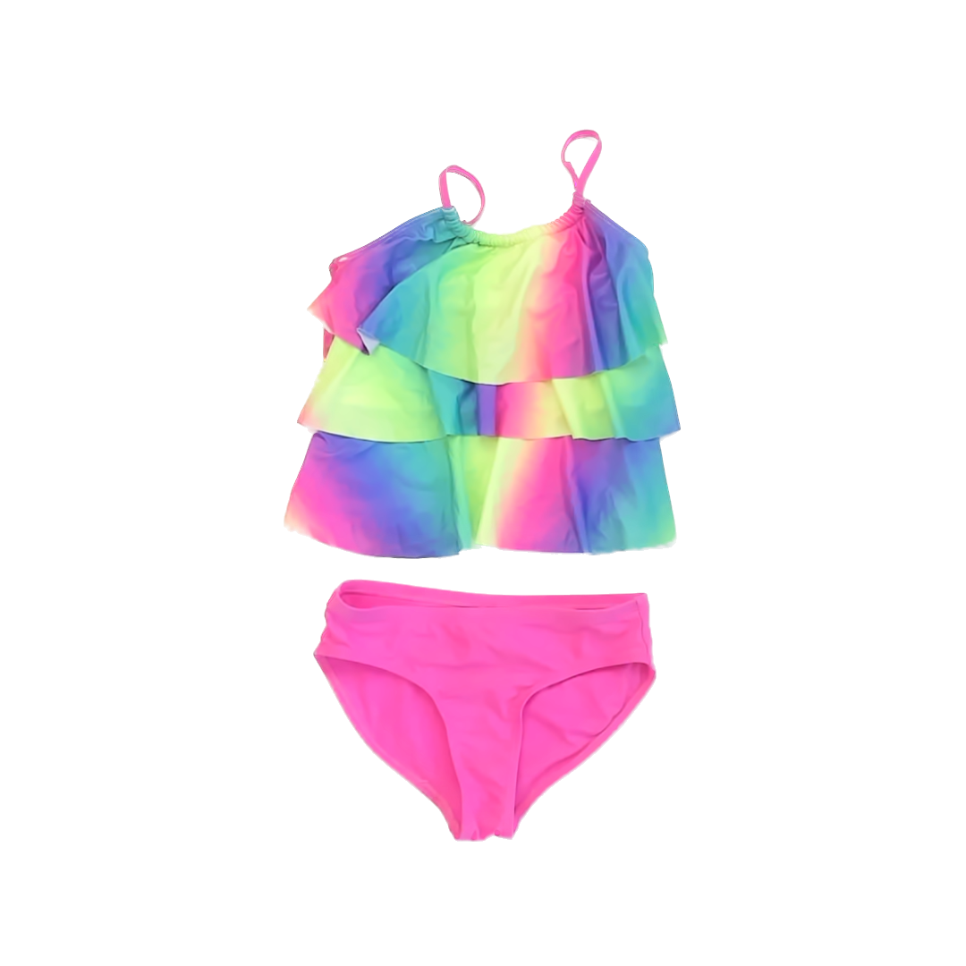 Justice Girls Rainbow 2-piece Swimsuit Size: 7-8 Years Rainbow