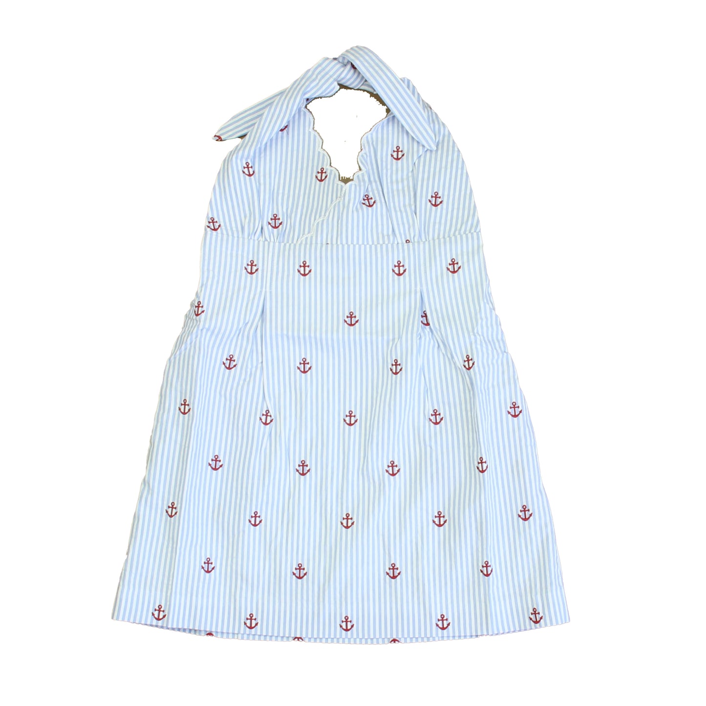 Classic Prep Girls Red Anchor | Blue Seersucker Dress Size: 7 Years Red Anchor | Blue Seersucker
