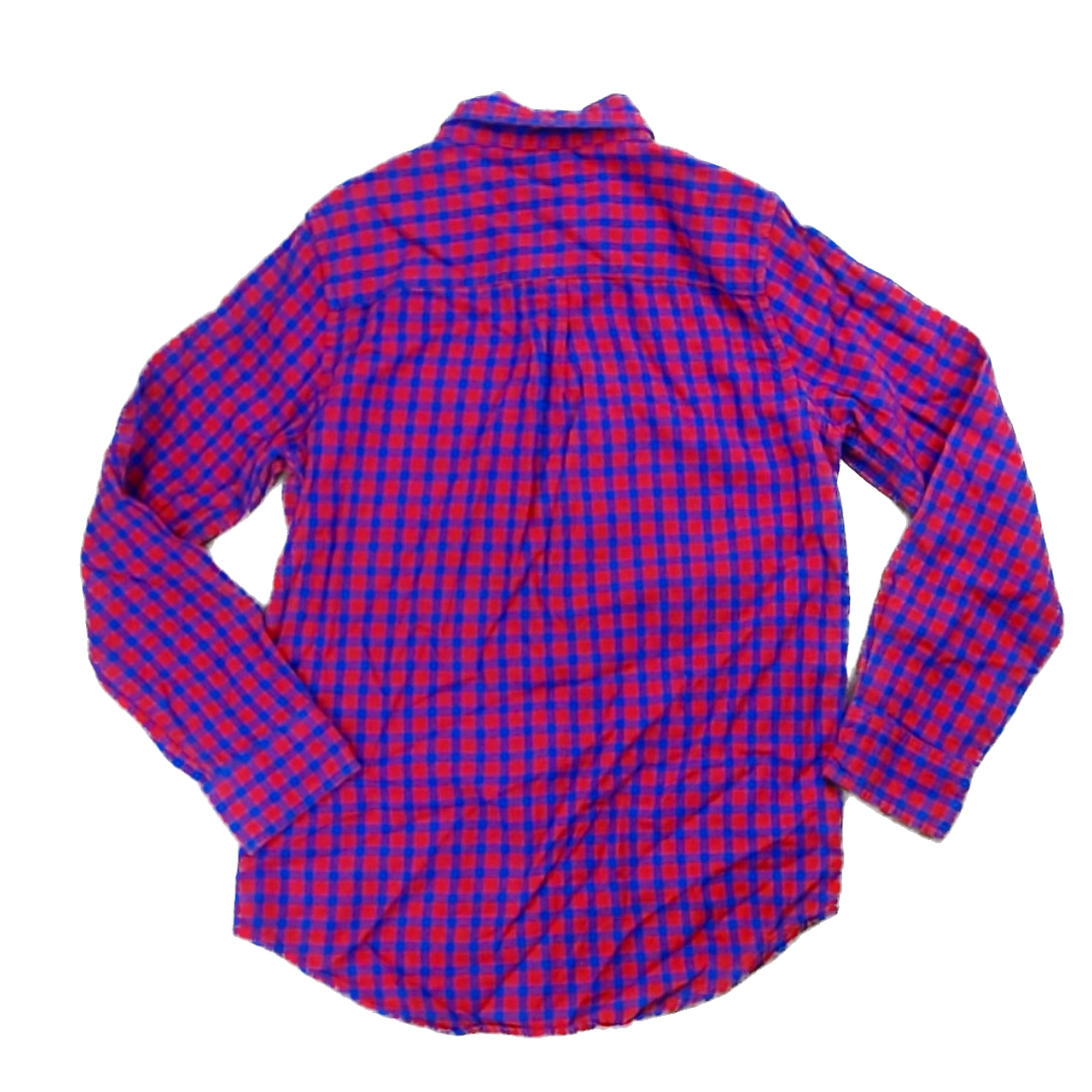 Rockets Of Awesome Boys Red and Blue Checkered Button Down Long Sleeve Size: 12 Years Red and Blue Checkered