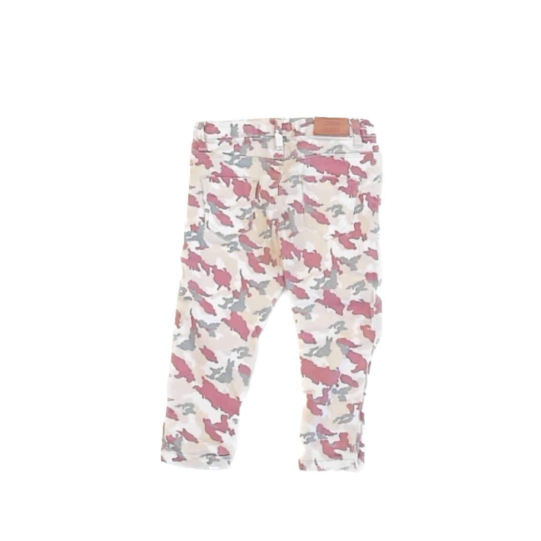 Zara Girls Red & Beige Camo Jean Shorts Size: 18-24 Months Red & Beige Camo