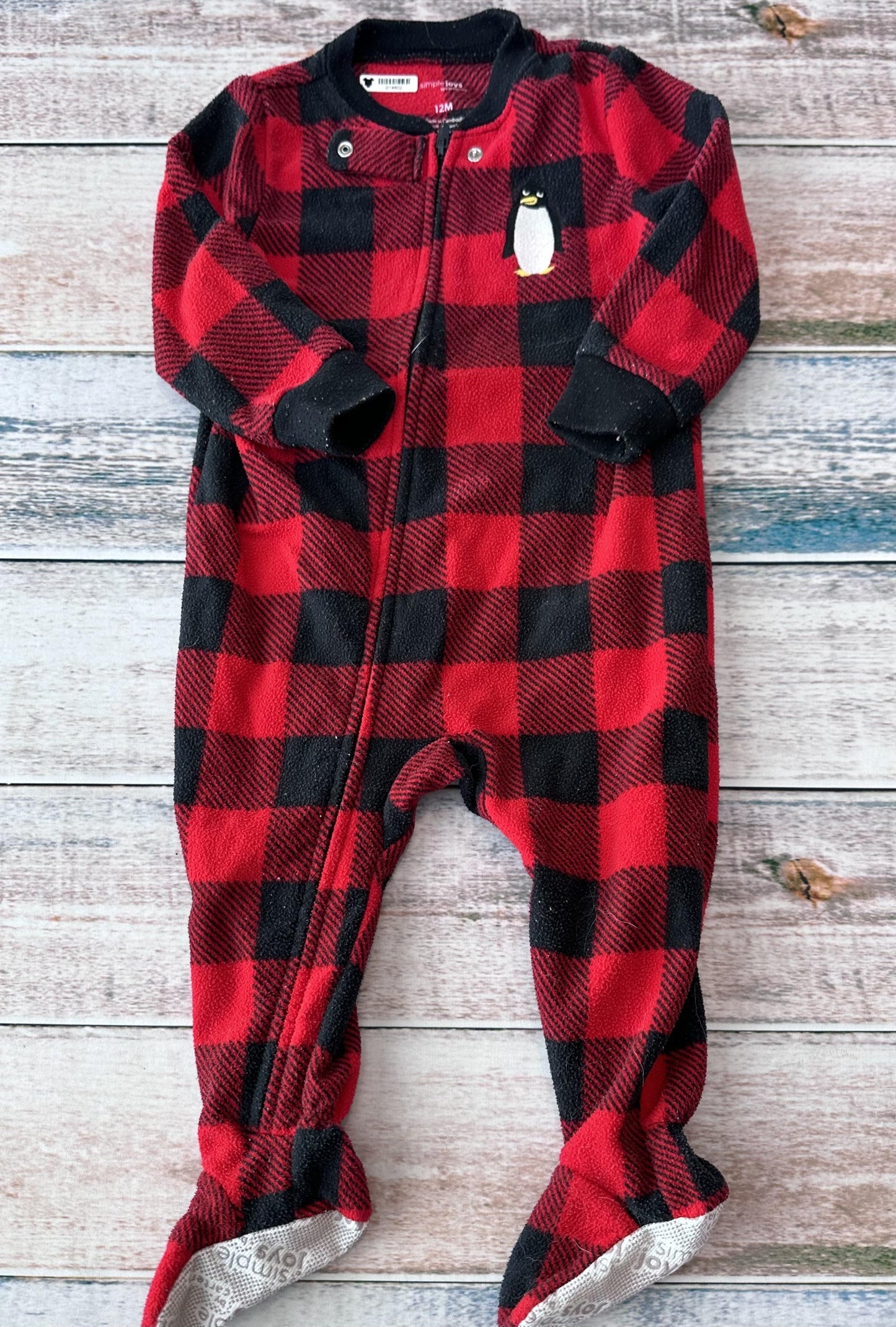 Carters Unisex Red | Black | Holiday Pajamas Size: 12 months Red | Black | Holiday