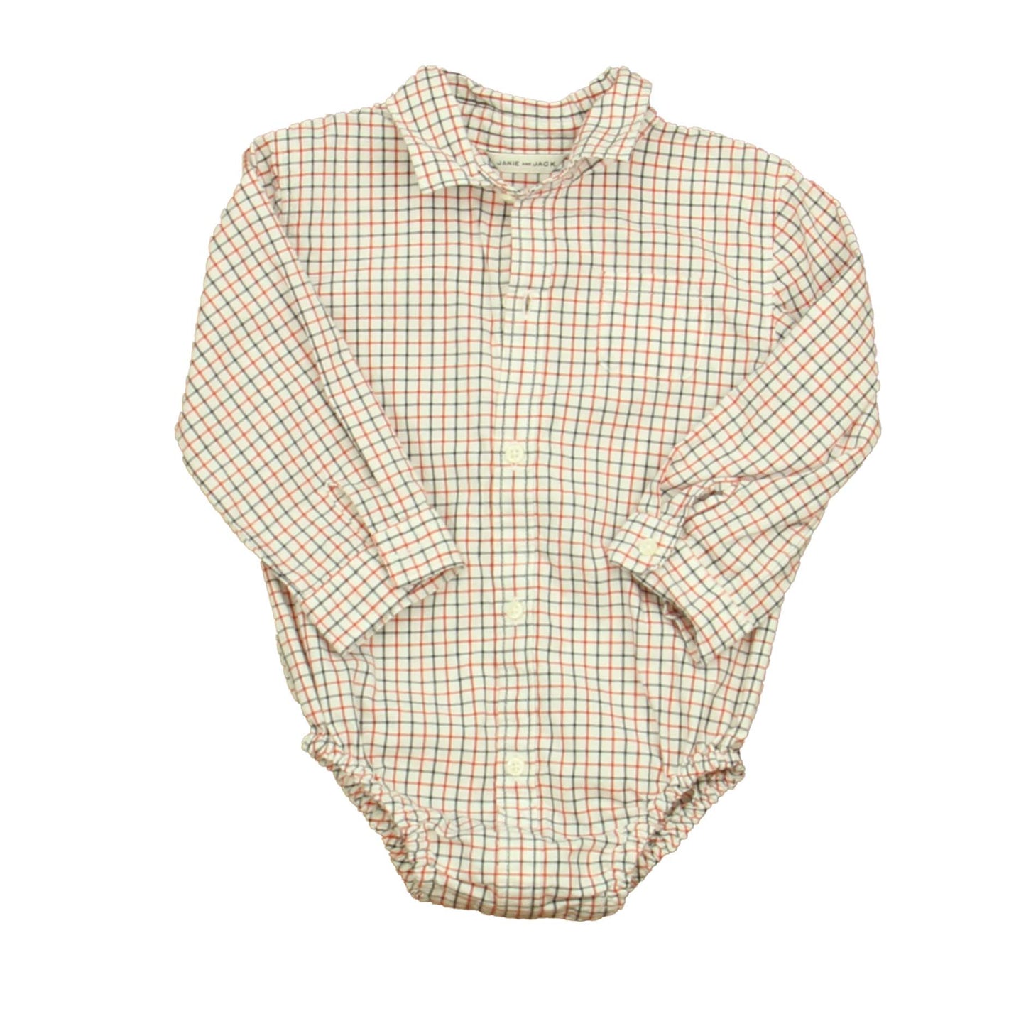 Janie and Jack Boys Red | Black Plaid Button Down Long Sleeve Size: 18 Months Red | Black Plaid