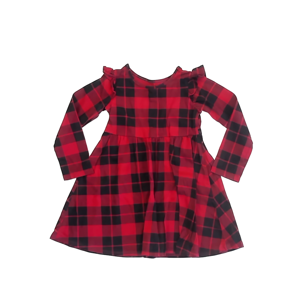 Children's Place Girls Red | Black Plaid Dress Size: 4T Red | Black Plaid