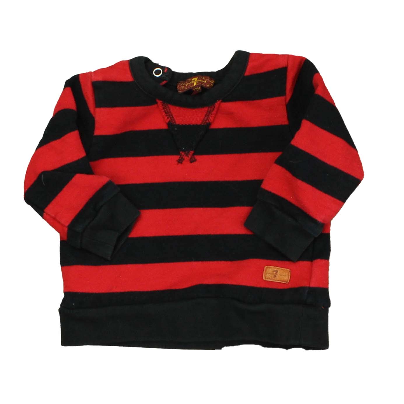 7 for all Mankind Boys Red | Black | Stripes Sweatshirt Size: 12 Months Red | Black | Stripes