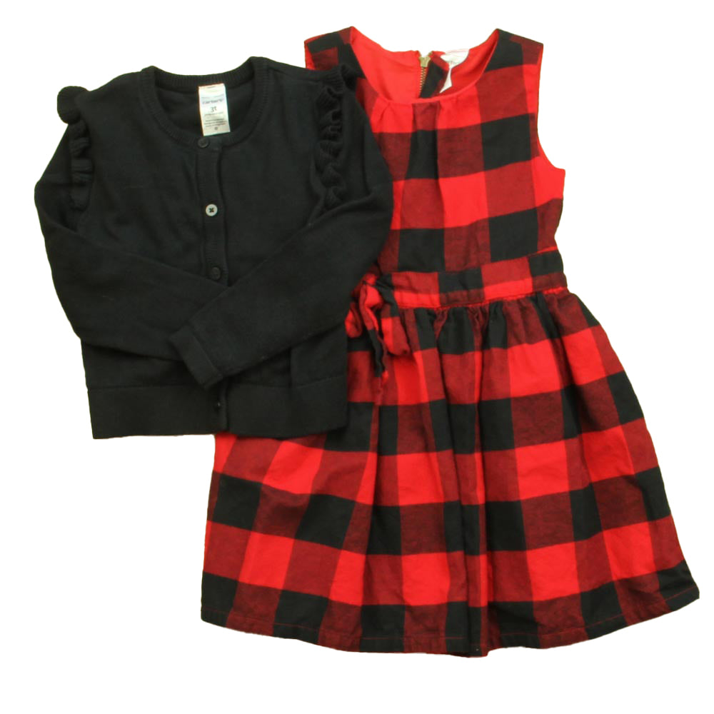Carter's Girls Red | Black Dress Size: 3T Red | Black