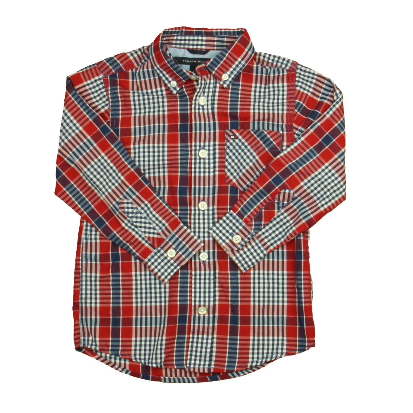 Tommy Hilfiger Boys Red | Blue Plaid Button Down Long Sleeve Size: 4T Red | Blue Plaid