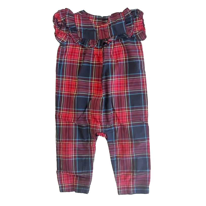 Tea Collection Girls Red | Blue Plaid Romper Size: 12-18 Months Red | Blue Plaid