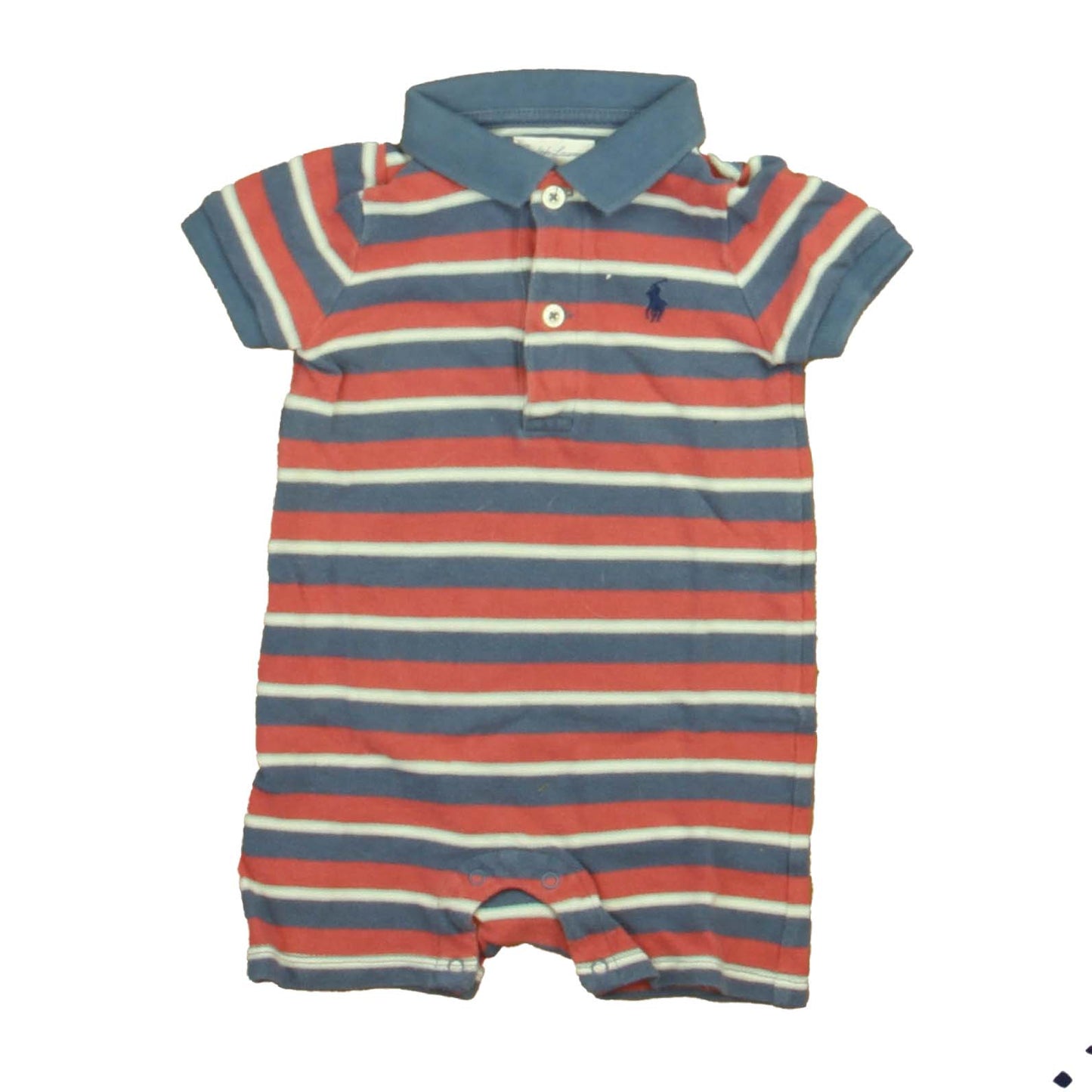 Ralph Lauren Boys Red | Blue Stripe Romper Size: 9 Months Red | Blue Stripe