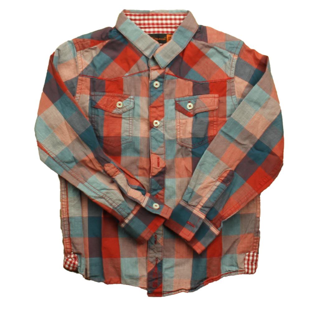 Ben Sherman Boys Red | Blue Button Down Long Sleeve Size: 4-5T Red | Blue