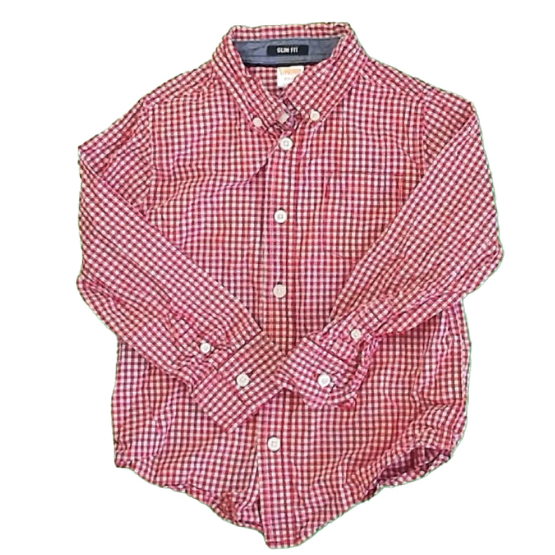Gymboree Boys Red Check Button Down Long Sleeve Size: 4T Red Check