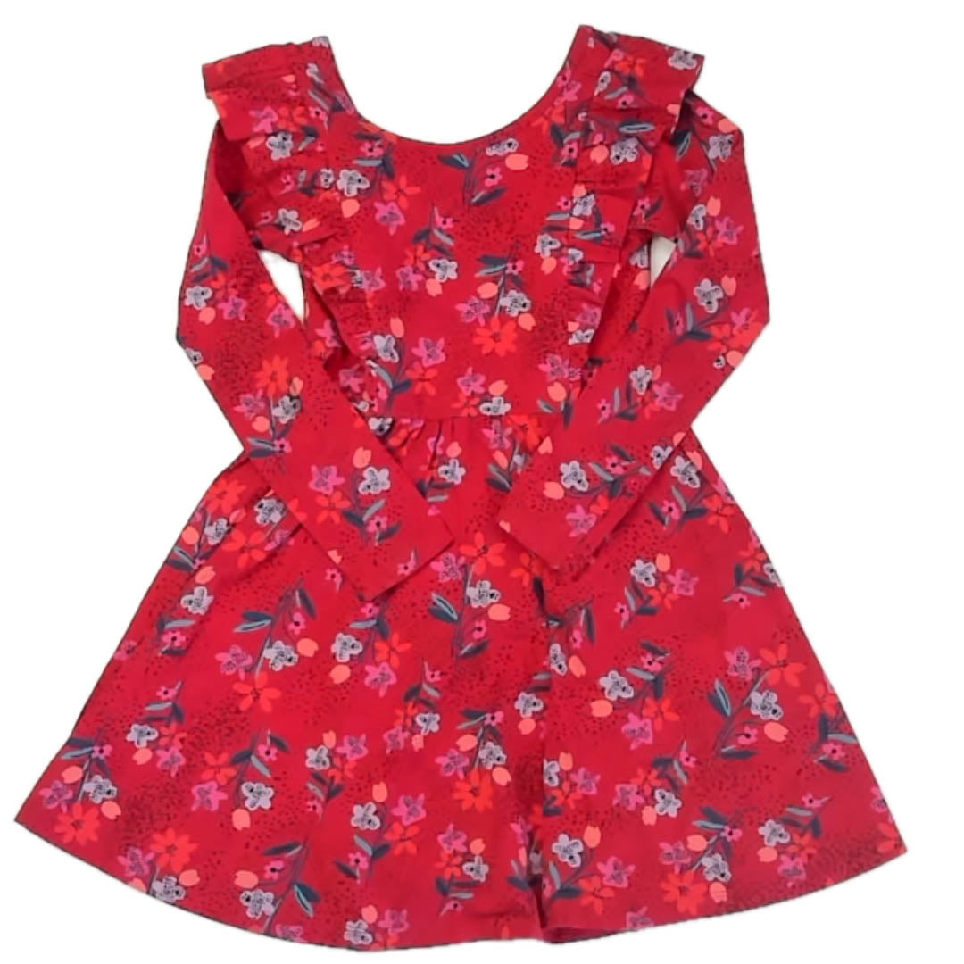 Tea Collection Girls Red Floral Dress Size: 5T Red Floral