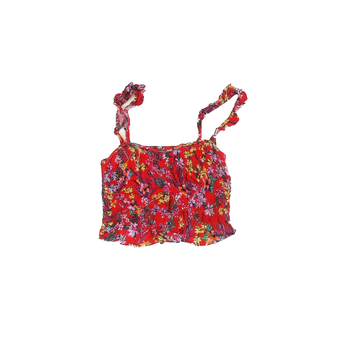 Day Trip Girls Red Floral Tank Top Size: Large Red Floral