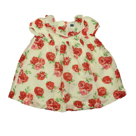 Janie and Jack Girls Red Floral Dress Size: 6-12 Months Red Floral