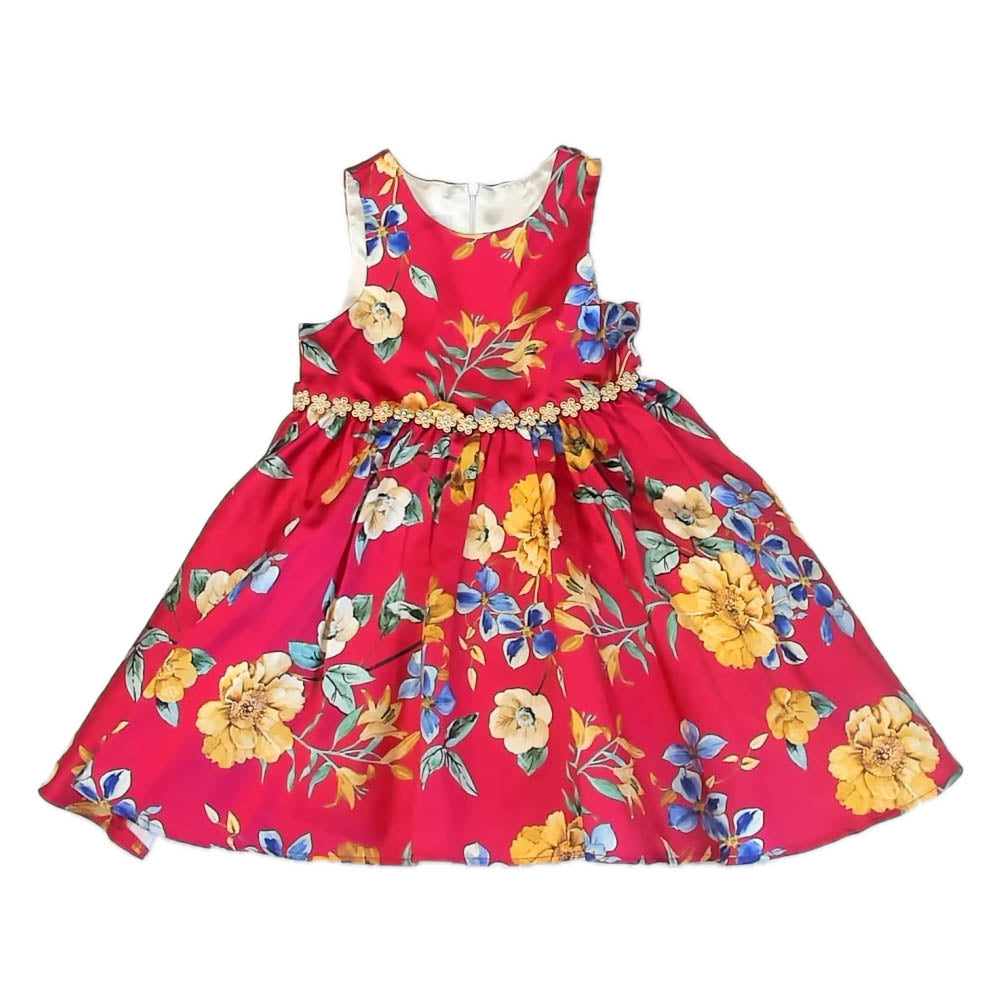 American Princess Girls Red Floral Special Occasion Dress Size: 6 Years Red Floral