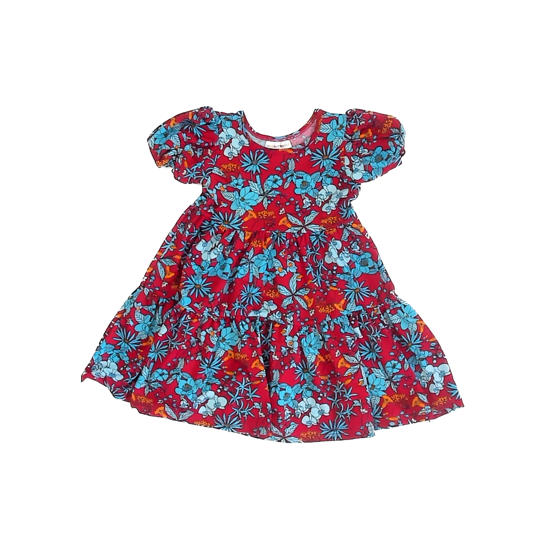 Dot Dot Smile Girls Red Floral Dress Size: 3-4T Red Floral