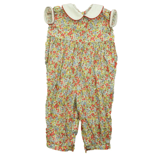 Little English Girls Red Floral Romper Size: 12 Months Red Floral