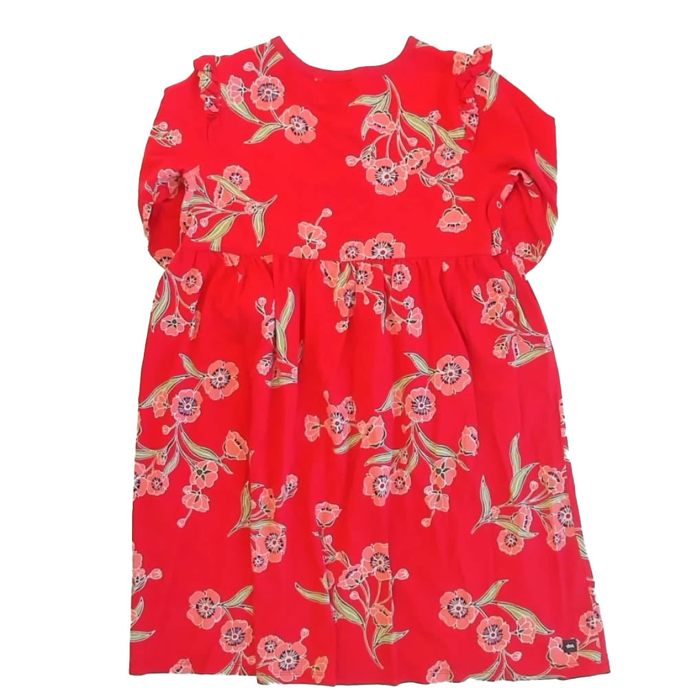 Tea Collection Girls Red Floral Dress Size: 12 Years Red Floral