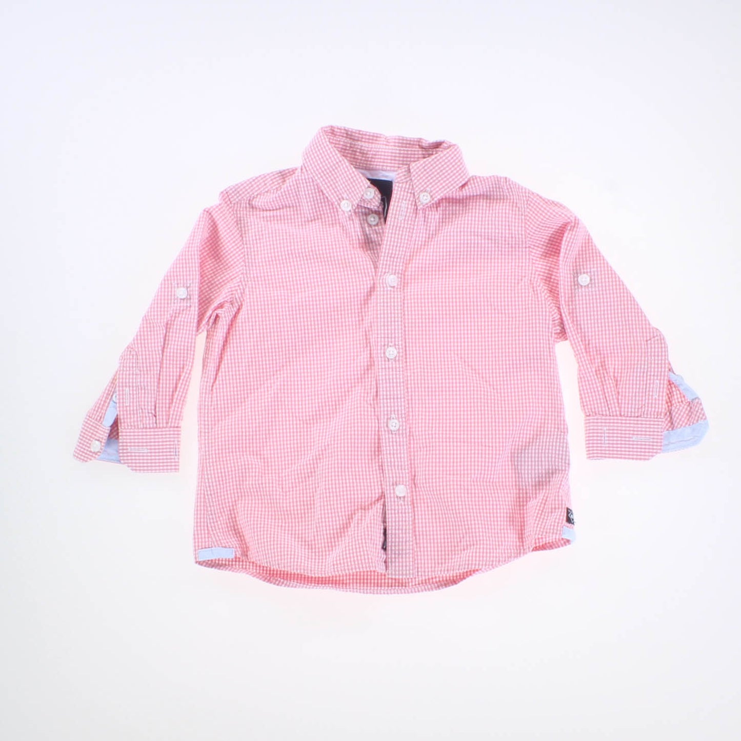 ABCD Boys Red Gingham Button Down Long Sleeve Size: 12 Months Red Gingham