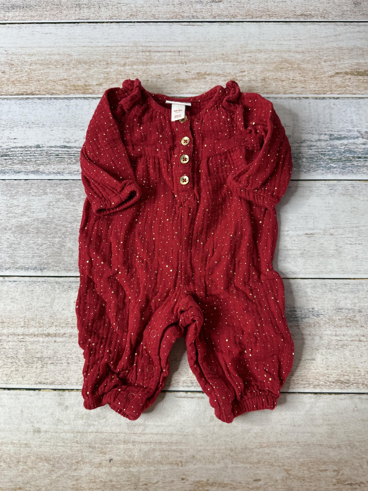 Cat & Jack Girls Red | Gold Long Sleeve Outfit Size: Newborn Red | Gold